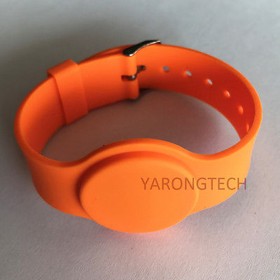 MIFARE Classic® 1K Silicone wristband adjustable size 13.56MHZ ISO14443A Orange Waterproof (pack of 10)