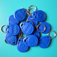 RFID 125KHz EM4100 Proximity ID Token Tag Key Keyfobs Chain Blue (pack of 100)
